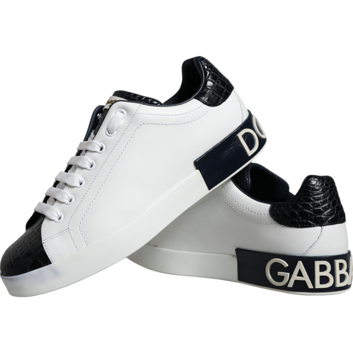 DOLCE & GABBANA Shoes White Leather Logo Portofino Sneaker