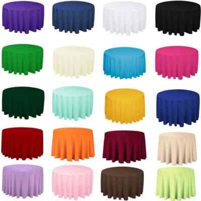 New 1pcs Polyester Round Tablecloth White/Black/Red/Blue/Gold Solid Table Cloth