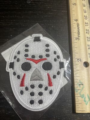 Jason Hockey Mask Embroidered Iron-On Applique Patch Halloween Friday The 13th