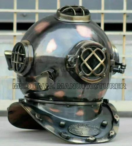 Casco de buceo de latón antiguo tamaño completo de la Marina de los Estados Unidos Mark V regalo de buceo en alta mar