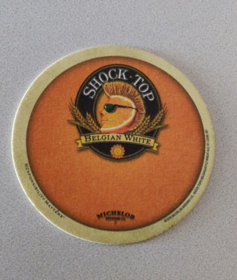 2010 BEER PUB COASTER ~ Shock Top Belgian White Wheat Beer~ Michelob Brewing Co.