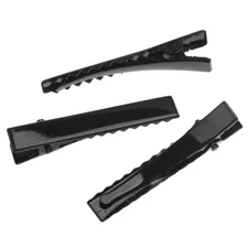 10 Pcs Black Hair Clips Single Prong Alligator Teeth Barrette 46mm x 7mm