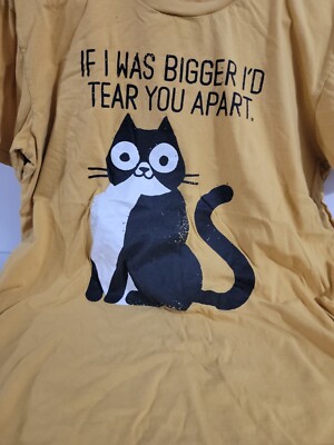 NERD'S ''If I Was Bigger I'd Tear You Apart'' Gold Cat  T-Shirt  Size XL