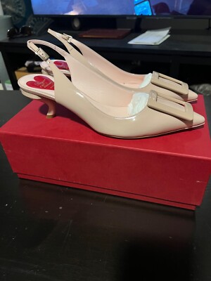 Roger Vivier Womens Virgule Pointed Toe Slingback Buckle Pump 39.5 EU 9.5 US