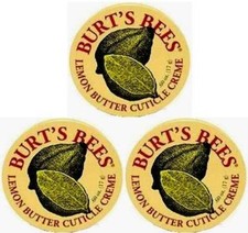 3 Original Burt's Bees Lemon Butter Cuticle Creme .30 0z./8.5g. Travel Size Tin