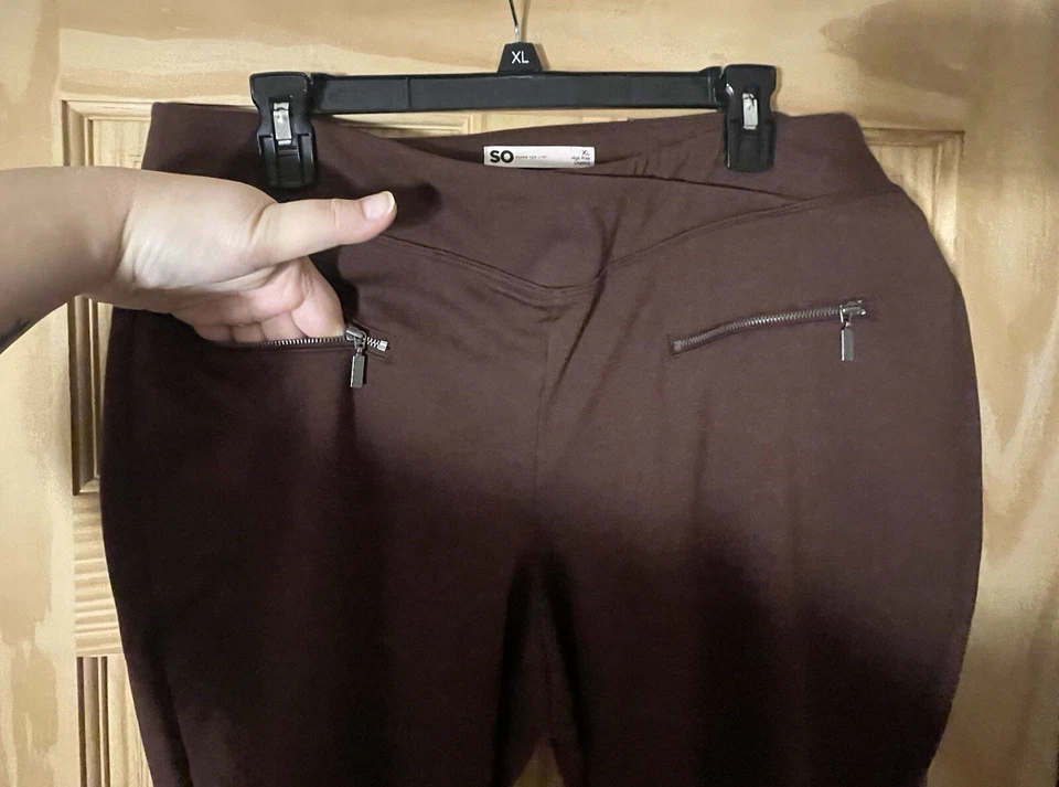 SO Goods For Life Wmn’s Brown Stylish High Rise Legging W/  Zip Pockets Size XL  - Image 4 of 4