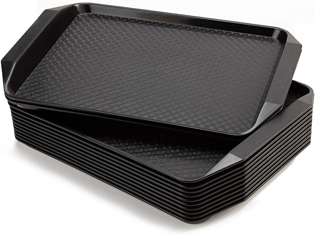 Fast Food Serving Trays 12PCS Cafe Plastic Cafeteria Tray Stackable