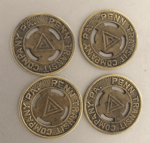 4 Vintage Transit Tokens: Penn Transit Company (McKeesport, Pennsylvania) - Picture 1 of 2