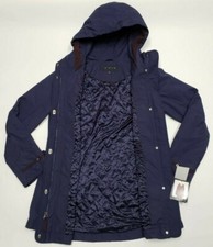 Giacca Women's Hooded Full Zip Button Coat Jacket Medium Midnight Blue