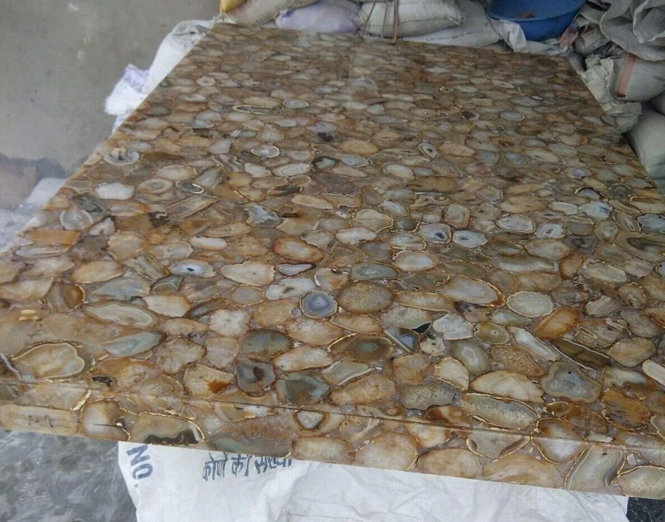 Wild Agagte Stone Top Table, Kitchen Slab Table, Agate Counter Desk Table Decors - Image 3 of 3