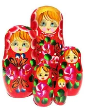 5 PC Russian Stacking Toy Nesting Dolls Flower Large Nested Doll Set