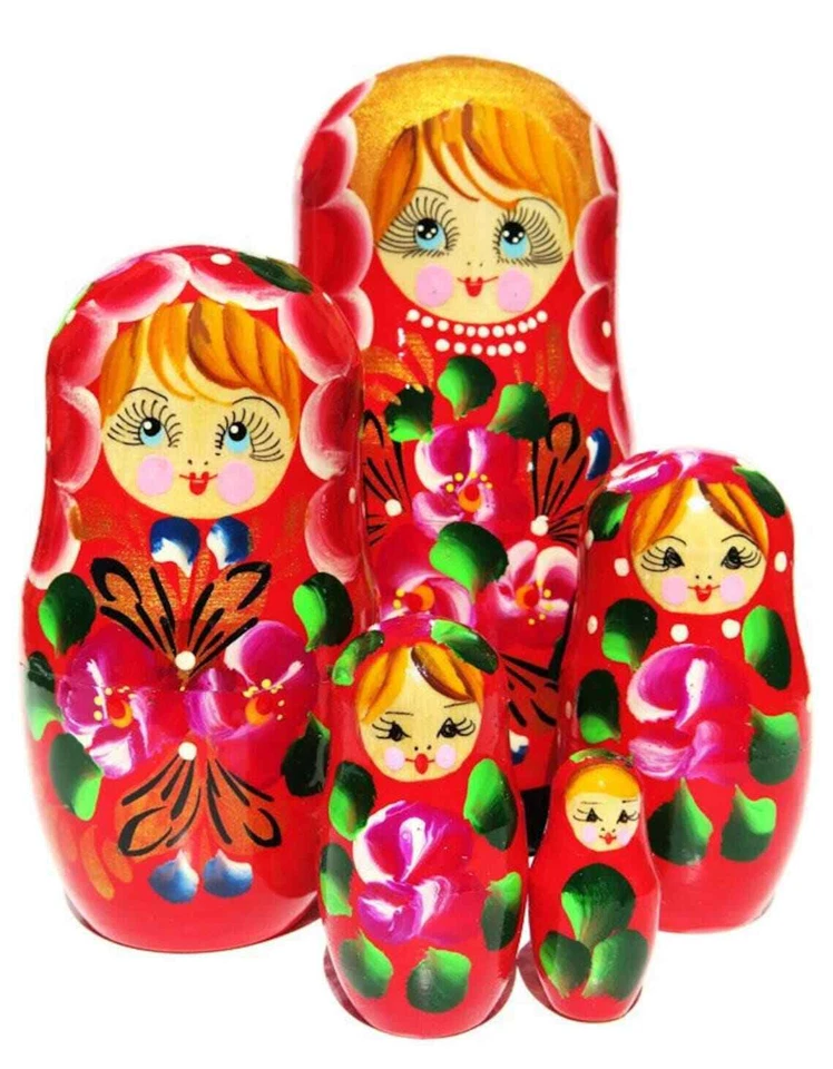 KALEA BOUTIQUE 5 PC Russian Stacking Toy Nesting Dolls Flower Large Nested Doll Set
