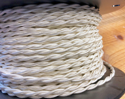 #ad #ad White Rayon Twisted Cloth Covered Wire Vintage Lamp Cord Antique Lights Fans $1.31