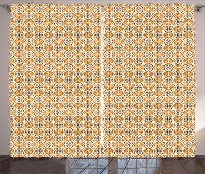 Retro Design Curtains 2 Panel Set Decoration 5 Sizes Window Drapes by Ambesonne