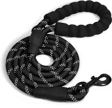 Walk your dog with this reflective leash with padded handle and leather trim