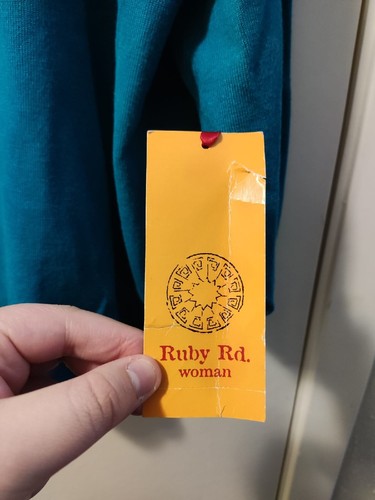 Ruby Rd knitted Blouse 3/4 Sleeve Turquoise Sz 2X pit-t-pit 25" L26.5" - 第 4/4 張圖片