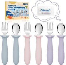 6 PCS Toddler Utensils Kids Silverware Set with Silicone Handle Children Food