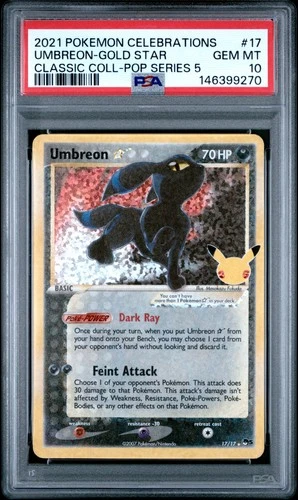2021 POKEMON CELEBRATIONS CLASSIC COLLECTION #17 UMBREON-GOLD STAR PSA 10