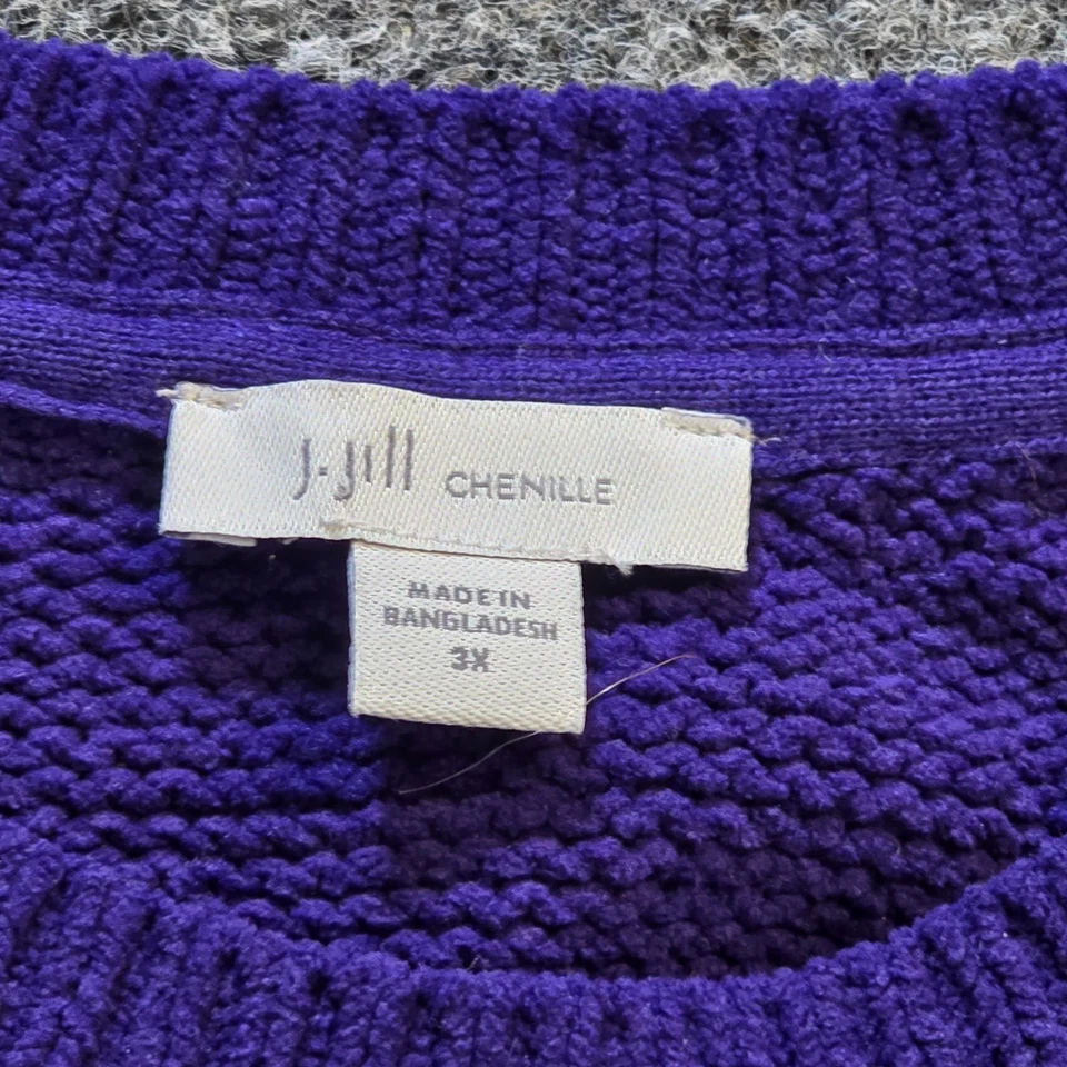 J Jill Sweater Womens Size 3X Purple Chenille Cable Knit Long Sleeve Casual Top - Image 4 of 4
