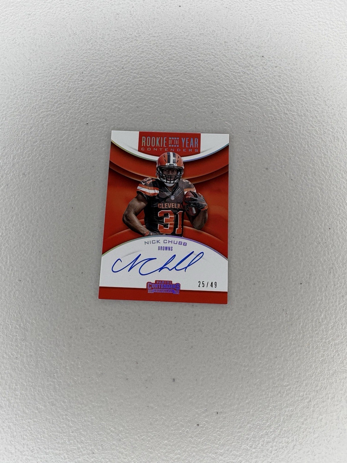 Nick Chubb Panini Contenders Rookie of the Year Contenders #NC Autograph
