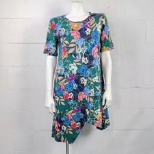 LOGO Lori Goldstein Georgina Multi-colored Floral Asymmetrical Dress Size S