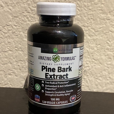 Amazing Formulas PINE BARK EXTRACT 100 Mg 120 Veggie Caps Exp. 2/28 BRAND NEW!