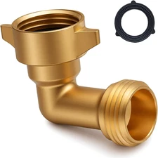 90-Degree Hose Elbow for Rvs with Easy Grip Connector - 3/4" Solid Brass 90-Degr