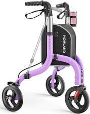 Foldable 3 Wheel Walkers for Seniors Holder Adjustable Lightweight 8'' big wheel