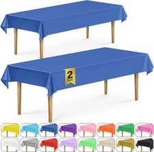 DecorRack 2 Rectangular Tablecloths BPA-Free Plastic, 54 x 2 Pack, Royal Blue 