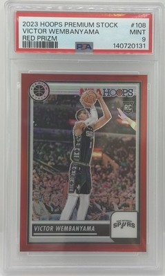 2023-24 Panini Hoops Premium Stock Victor Wembanyama RC Red Prizm #/275 PSA 9