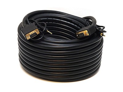 Super VGA HD15 M/M Cable - 75ft W/ Stereo Audio and Triple Shielding | CL2 Rated