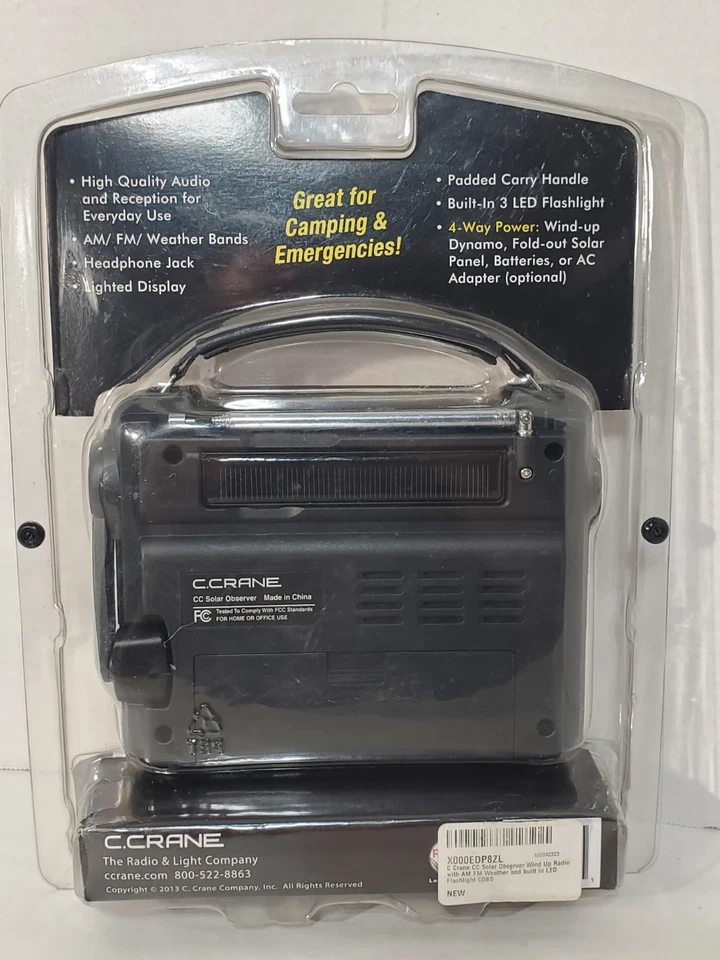 C. Crane -CC Solar Observer -Wind Up Solar Emergency Crank Radio AM/FM - SEALED - Image 3 of 3