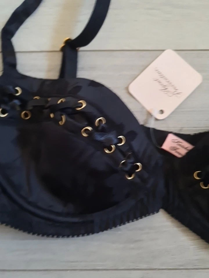 Sujetador con cordones satinado negro Forever bragas Agent Provocateur talla 34D nuevo con etiquetas Foto 4 de 4