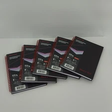 5 Pack Black n' Red Notebooks, Business Journals, 5 3/8" x 8 1/4", 70 Sheets