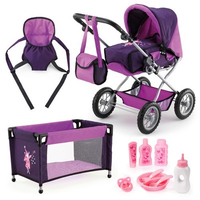 Großer Kombi Puppenwagen Grande von Bayer Design  Set mit Bett Tragegurt 15012