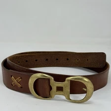 Vintage North & Judd Anchor Brass Buckle Leather Belt Size 36 Brown Rare Design
