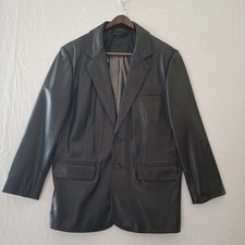 Roundtree Yorke Men's Black Lambskin Leather Blazer Sport Coat Jacket Large
