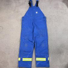 Carhartt Bib Overalls 36x32 100171 Quilt Lined Insulated Blue Flame Resistant FR