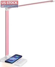 US Stock LED Desk Lamp Wireless Charger USB Port Touch Control Timer