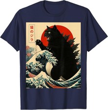 Catzilla Cat Japanese Art Funny Gifts for Men Women T-Shirt