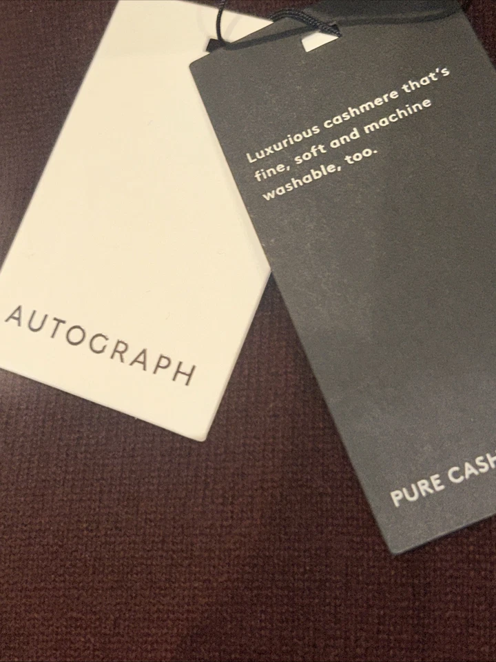 Ladies Pure Cashmere Polo Neck Size 16 Burgundy/camel Autograph Bnwt - Image 4 of 4