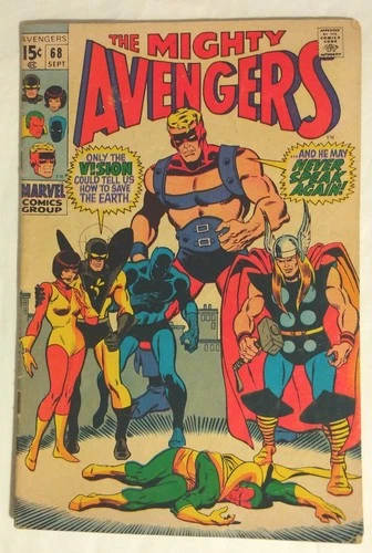 Avengers #68 1969 Vintage Marvel Comic Black Panther Wasp Vision Thor Ultron