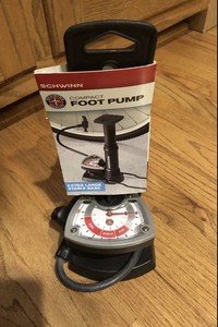 SCHWINN Compact Foot Pump Wide Base 120 psi Gauge 16" Hose Bike Bicycle Floor