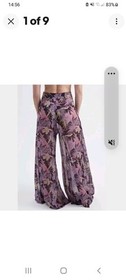 AGENT PROVOCATEUR SOLD OUT RIVA PURPLE MULTI SILK TROUSERS SIZE UK 8  BNWT