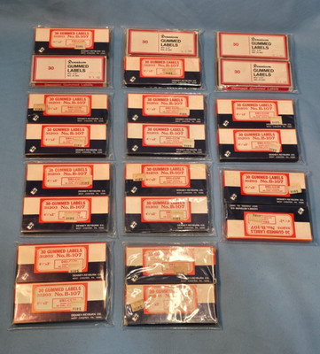 22 BOXES OF DENNISON GUMMED LABELS # 31203 No. B-107 4-5/8'' X 2'' LOT