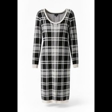 Torrid Black And White Plaid Knit Long Sleeve Sweater Dress Size 00