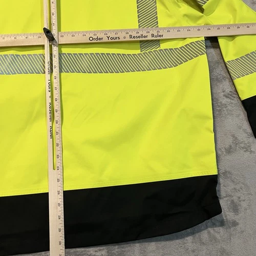 Carhartt Storm Defender Jacket Mens Large Yellow Hooded Hi Vis Workwear OJ6693-M image 8