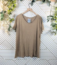 Jungmaven Paige V-neck T-shirt Navy Blue Hemp Organic Cotton BROWN size XL HOLE
