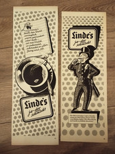 2 x Original Reklame, Werbung  1957   LINDE'S ..... so bek&ouml;mmlich