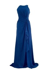 Davids Bridal Womens Chiffon Sleeveless Bridesmaid Prom Dress Sz 4 Royal Blue
